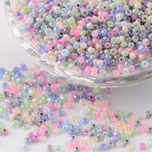 1000 pcs Round GLASS SEED BEADS - Rocailles - Multicolor Pastel - Size 12/0 Diameter 2 mm - Handmade Jewelry Making