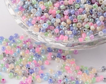 1000 pcs Round GLASS SEED BEADS - Rocailles - Multicolor Pastel - Size 12/0 Diameter 2 mm - Handmade Jewelry Making