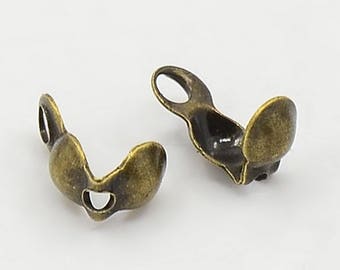 100 EMBOUTS CACHE NOEUDS a plier metal bronze 9 x 3 mm boucle ouverte - creation bijoux perles