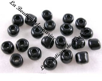 500 PERLES de ROCAILLE NOIR opaque ø 4 mm 6/0 - creation bijoux