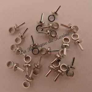 20 stems to paste METAL Silver clear 6 mm - fixed bails - creating jewelry beads