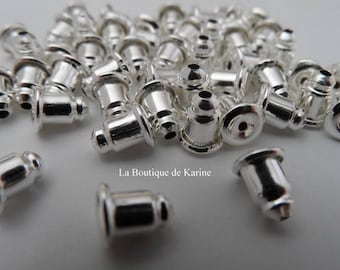 30 EMBOUTS FERMOIRS BOUCLES d'oreilles metal argente - creation bijoux perles