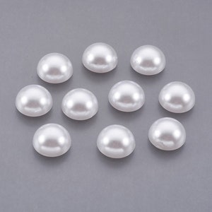 30 Halve Ronde CABOCHON PARELS om acryl Wit PARELMOER 12 mm te lijmen - Platte Achterkant - Creation Diy