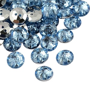 10 BOTTONI in acrilico Blu STRASS 2 fori rotondi diametro 10 mm - Creazione couture fai da te