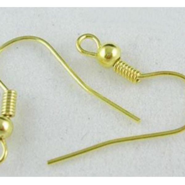 60 CROCHETS supports BOUCLES D'OREILLES metal dore 18 mm - creation bijoux perles