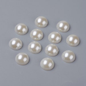 15 PERLES CABOCHON Demi Rond à coller acrylique Beige NACRE 16 mm - Dos Plat - Creation Diy