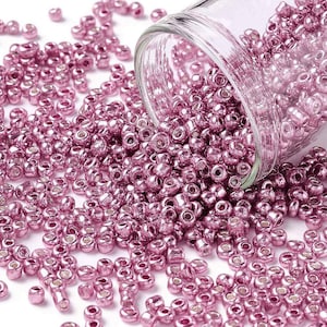 Perline di semi rosa viola metallizzate - Confezione da 1000 o 2000 perline - diametro 2 mm 12/0 - creazione di gioielli