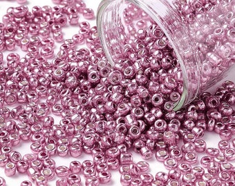 1000 SEED PEARLS Purple Pink metallic diameter 2 mm 12/0 - jewelry creation