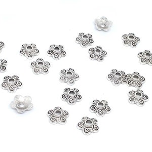 20 PEARL CUP INTERCALERS silver metal 10 mm flower shape pearl jewelry creation image 2