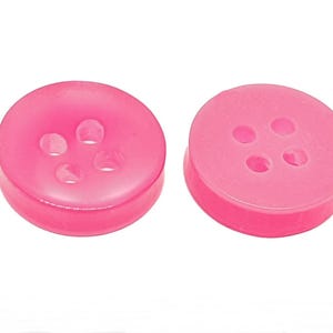 Lot De 20 Boutons Plats 4 Trous Rose Fuchsia 11mm Pour Scrapbooking Mercerie