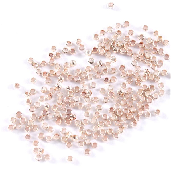 300 PERLAS PARA FREGAR METAL REDONDO Oro Rosa diámetro 2 mm - perlas de joyería de creación