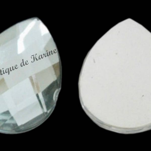 20 PERLES STRASS cabochon GOUTTE a coller acrylique transparent 13 x 18 mm - creation bijoux perles