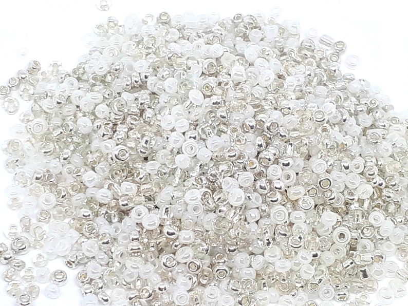 creating jewelry 1000 silvery white silver seed beads mix multi-faceted \u00f8 2 mm 120