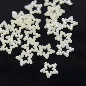 50 PERLES CABOCHON Forme ETOILE acrylique Beige Nacré Diamètre 11 mm - Creation Diy