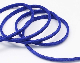 3 Yards Suede Cord Lace Faux Leather Cord - BLUE - 3 mm Width - Jewelry Making Beading Craft Thread String