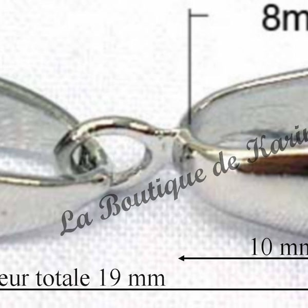 15 BELIERES ATTACHE PENDENTIF metal argente 6 x 19 mm - creation bijoux perles