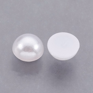 150 PERLES CABOCHON Demi Rond à coller acrylique Blanc NACRE 5 mm - Dos Plat - Creation Diy
