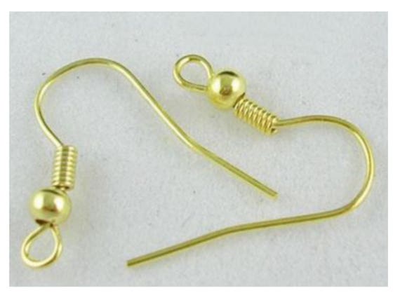 150 Pcs IRON EARRING HOOKS, Nickel Free, Golden Color, Size: About 18 Mm  High, 0.8 Mm Thick Handmade Jewelry Beads 