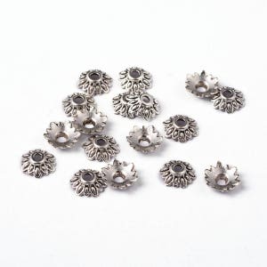 50 INTERCALARY PEARL CUPS silver metal 8 mm flower shape - pearl jewelry creation