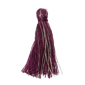 Set of 3 charms TASSELS TASSELS cotton purple / gold 25 mm - creation jewelry beads