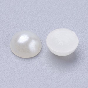150 PERLES CABOCHON Demi Rond à coller acrylique Beige NACRE 6 mm - Dos Plat - Creation Diy
