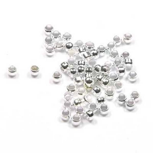 300 PERLAS PARA APLASTAR METAL REDONDO plata ligera diámetro 2 mm - perlas de joyería de creación
