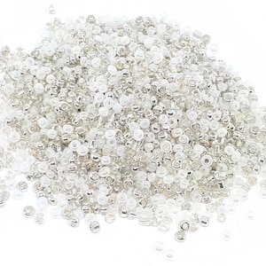 1000 PERLINE DI ROCA Argento Argento Bianco - Diametro 2 mm 12/0 - creazione gioielli