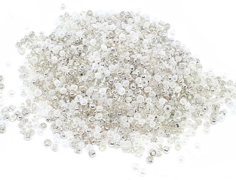 creating jewelry 1000 silvery white silver seed beads mix multi-faceted \u00f8 2 mm 120