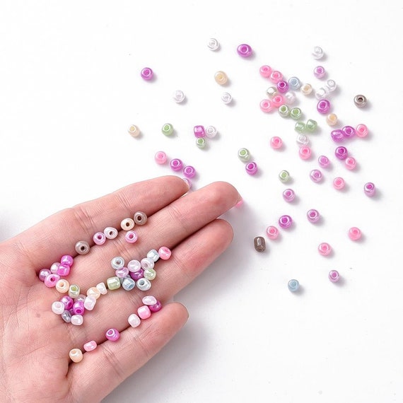 500 Perles Rocailles 4mm - Violet, Rose, Gris, Noir - Pour Création Bijoux