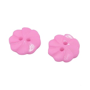 20 BOTTONI in acrilico Rosa Forma di fiore diametro 13 mm 2 fori - Creazione couture fai da te