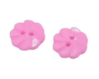 20 Acrylic BUTTONS Pink Flower shape diameter 13 mm 2 holes - DIY couture creation