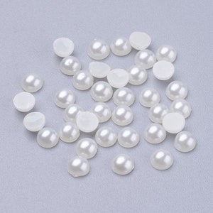 300 PERLES CABOCHON Demi Rond à coller acrylique Beige NACRE 4 mm - Dos Plat - Creation Diy