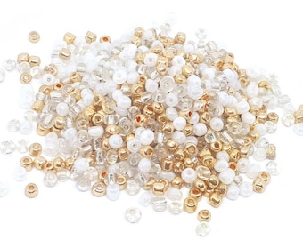 500 SEED PEARLS Golden White Gold - multicolored mix ø 4 mm 6/0 - jewelry creation