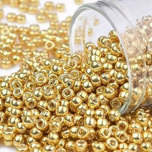 500 pcs Round GLASS SEED BEADS - Rocailles - Gold Color - Size 6/0 Diameter 4 mm - Handmade Jewelry Making