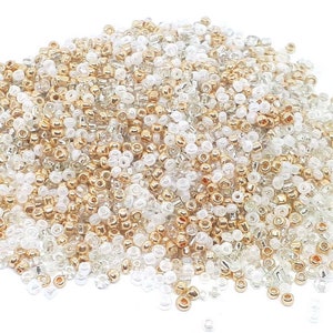 1000 PERLINE DI ROCA Placcato Oro Oro Bianco - Diametro 2 mm 12/0 - creazione gioielli