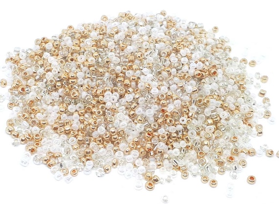 1000 Perles De Rocaille Dorées Irisées Violet/or - Diamètre 2mm (taille 12/0) - Neuf