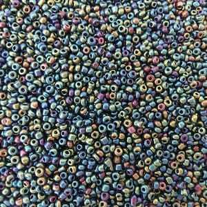 1000 perline di semi verde scuro - blu Diametro 2 mm 12/0 - creazione di gioielli