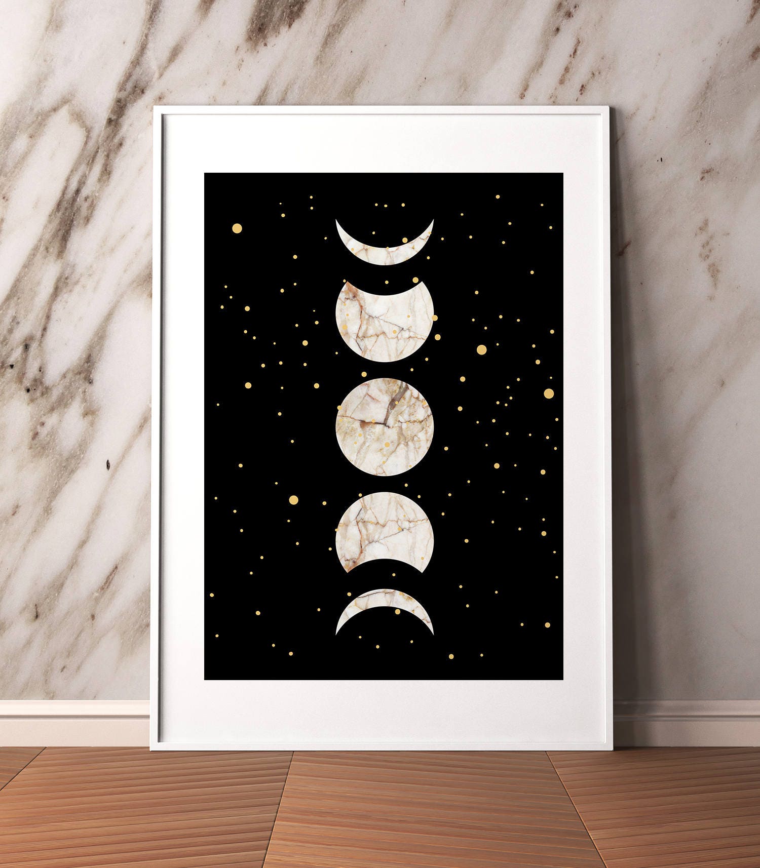 Phases Wall Art Moon Phases Gift Crescent Luna Art Urban Art Etsy