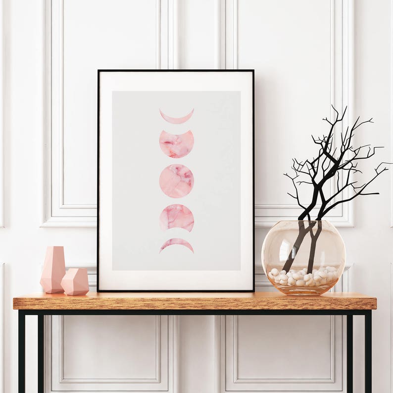 Moon Phases Wall Hanging Phase of the Moon Framed Space Art Etsy