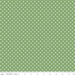 Bee Dots - Lori Holt - Vera - C14172-Basil - Fabric is sold in 1/2 yard increments and cut continuously