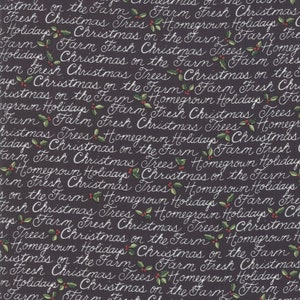 Homegrown Holidays - Deb Strain - Handwriting - Farm Black - 19943-16 - Fabric is sold in 1/2 yard increments