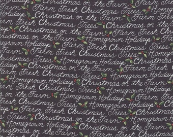 Homegrown Holidays - Deb Strain - Handwriting - Farm Black - 19943-16 - Fabric is sold in 1/2 yard increments