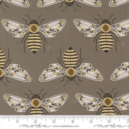 Bee Garden - Gingiber - Bumblebee - Metallic Slate - 48411-20M - Fabric is sold in 1/2 yard increments and cut continuously