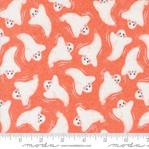 Hey Boo - Lella Boutique - Friendly Ghost - Soft Pumpkin - 5211-12 - Fabric is sold in 1/2 yard increments and cut continuously