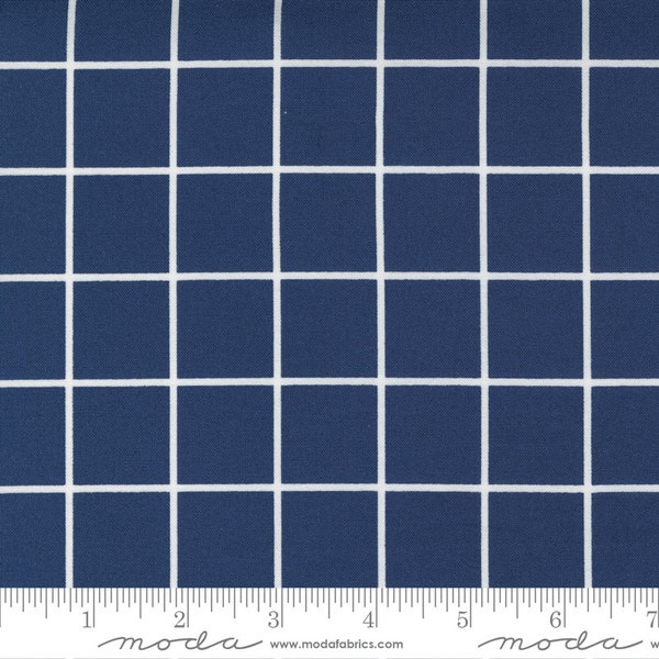One Fine Day - Bonnie & Camille - Windowpane Check - Navy - 55235-18 - Fabric is sold in 1/2 yard increments and cut continuously