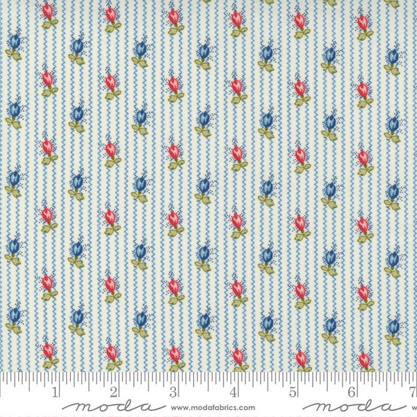 Newport - Minick & Simpson - Rosebud Stripe - Ivory - 14931-11 - Fabric is sold in 1/2 yard increments and cut continuously