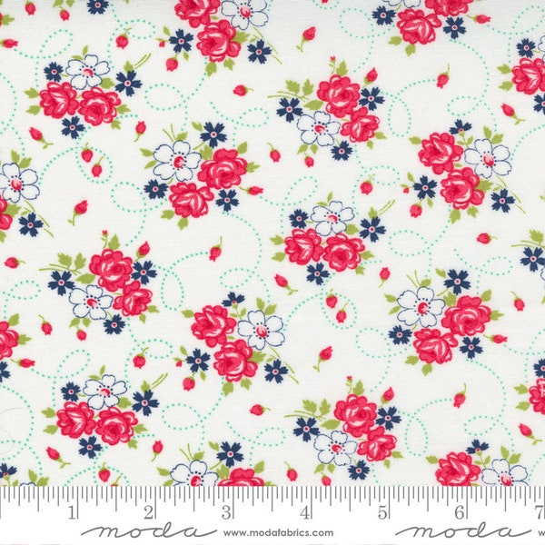 One Fine Day - Bonnie & Camille - Bliss Small Floral - Ivory - 55231-17 - Fabric is sold in 1/2 yard increments and cut continuously