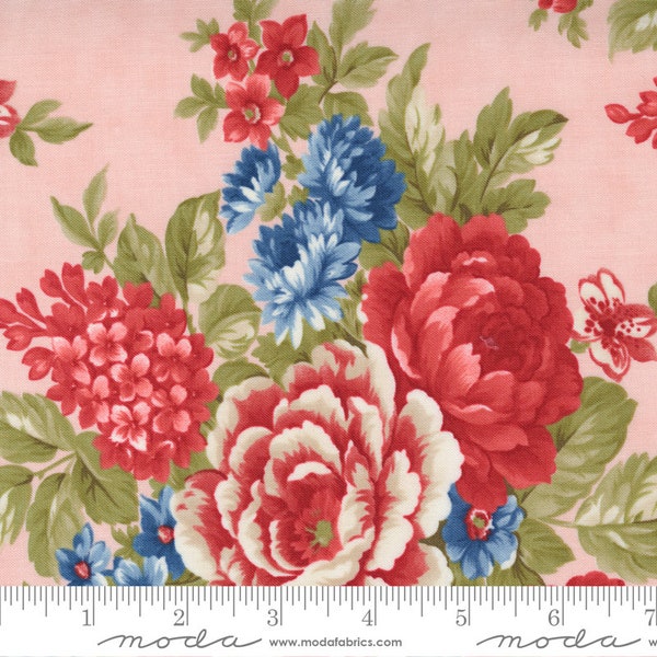 Belle Isle - Minick & Simpson - Cabbage Roses - Pink - 14920-17 - Fabric is sold in 1/2 yard increments and cut continuously