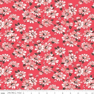 Flea Market - Lori Holt - Floral - Cayenne - C10213-Cayenne - Fabric is sold in 1/2 yard increments and cut continuously