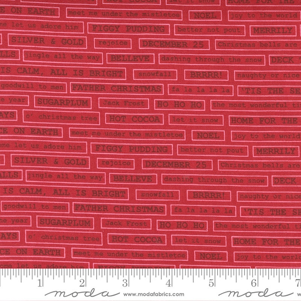 Christmas Morning - Lella Boutique - Fa La La - Cranberry - 5145-16 - Fabric is sold in 1/2 yard increments and cut continuously